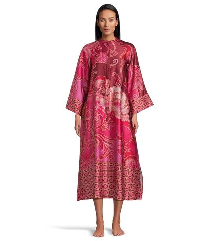 Natori Women's Deco Zip Caftan, Red in Saudi Arabia