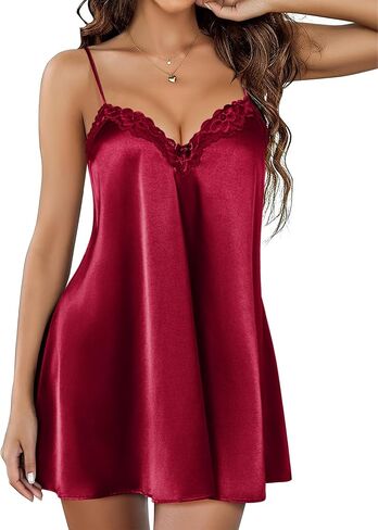 Ekouaer Nightgowns for Women Silk Satin Lingerie Lace Sleeveless Night Gowns for Adult Women S-XXL in Saudi Arabia