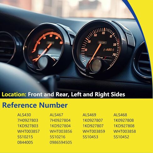 مجموعة من 4 مستشعر سرعة عجلة ABS أمامي وخلفي يسار ويمين متوافق مع سيارات فولكس فاجن وأودي ونماذج المقاعد - جيتا وجيتا سيتي وباسات سي سي وجولف وجي تي آي وتي تي وR32 وبيتل وA3 كواترو و1KD927807 in Kuwait