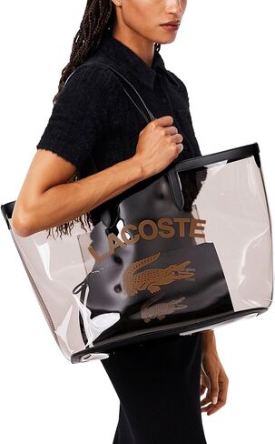 حقيبة يد نسائية كبيرة الحجم من Lacoste Anna ذات حبيبات شفافة، لون أزرق داكن/مضيق داكن، مقاس واحد in Saudi Arabia