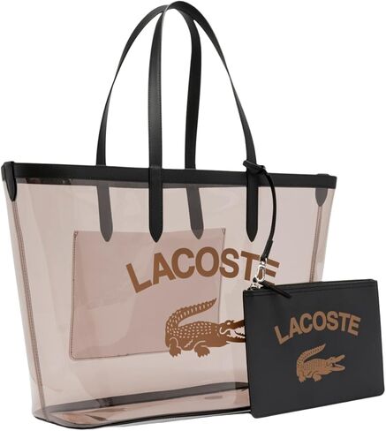 حقيبة يد نسائية كبيرة الحجم من Lacoste Anna ذات حبيبات شفافة، لون أزرق داكن/مضيق داكن، مقاس واحد in Saudi Arabia