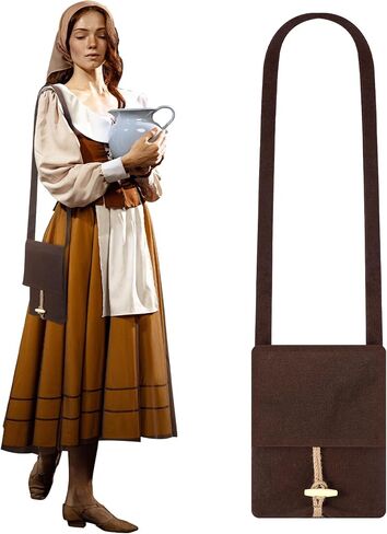 Aliceset Medieval Canvas Shoulder Bag Renaissance Medieval Viking Canvas Shoulder Pilgrim Bag with Horn Buckle Small Pouch in Saudi Arabia
