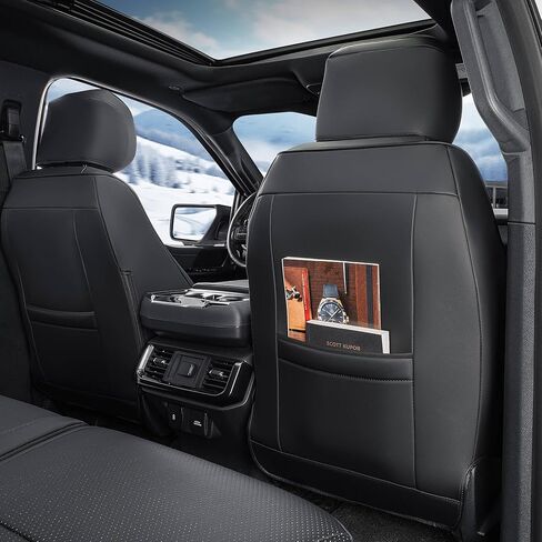 أغطية مقاعد جلدية لسيارة Ford F150: تناسب مخصص لسيارة F-150 2015-2026 SuperCrew CrewCab XL XLT مجموعة كاملة من أغطية مقاعد السيارة الجلدية ملحقات شاحنة السيارات نمط الماس الأسود in Kuwait