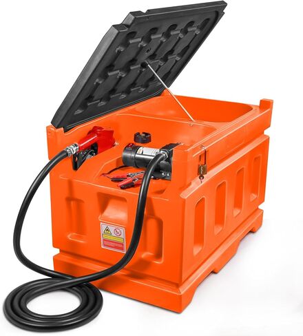 خزان ديزل محمول مع مضخة، خزان نقل وقود الديزل بمعدل تدفق 48 جالونًا 10GPM مع مضخة نقل كهربائية 12 فولت، فوهة وقود تلقائية، خرطوم 13 قدم، لسهولة نقل الوقود in Kuwait