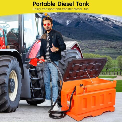 خزان ديزل محمول مع مضخة، خزان نقل وقود الديزل بمعدل تدفق 48 جالونًا 10GPM مع مضخة نقل كهربائية 12 فولت، فوهة وقود تلقائية، خرطوم 13 قدم، لسهولة نقل الوقود in Kuwait