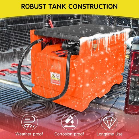 خزان ديزل محمول مع مضخة، خزان نقل وقود الديزل بمعدل تدفق 48 جالونًا 10GPM مع مضخة نقل كهربائية 12 فولت، فوهة وقود تلقائية، خرطوم 13 قدم، لسهولة نقل الوقود in Kuwait