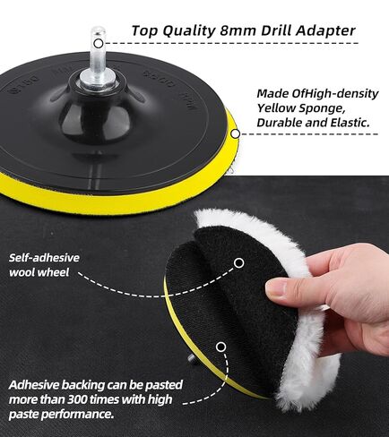 6 قطع من وسادات تلميع الصوف مقاس 6 بوصات، عجلة تلميع لمخزن عازل للمثقاب، محول مثقاب M14 in Kuwait