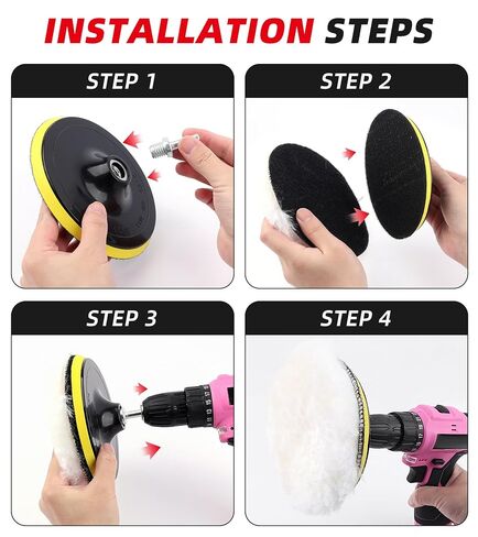 6 قطع من وسادات تلميع الصوف مقاس 6 بوصات، عجلة تلميع لمخزن عازل للمثقاب، محول مثقاب M14 in Kuwait