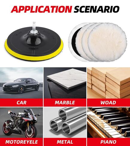 6 قطع من وسادات تلميع الصوف مقاس 6 بوصات، عجلة تلميع لمخزن عازل للمثقاب، محول مثقاب M14 in Kuwait