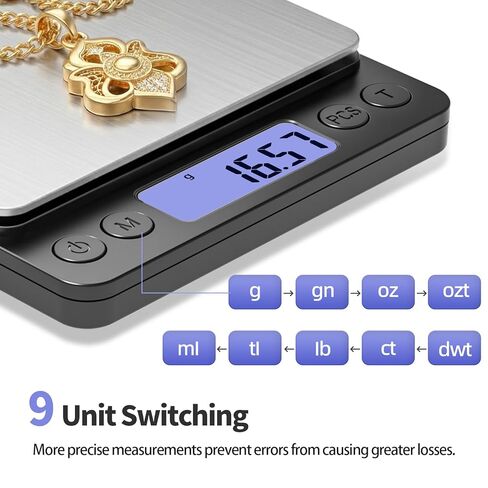 مقياس العملات المعدنية SKEAP لوزن العملات المعدنية، 1 كجم/0.01 جرام، مقياس غرام عالي الدقة لهواة جمع العملات المعدنية والذهب والمجوهرات، مع شحن USB، وشاشة LCD، وعد أجهزة الكمبيوتر، يتضمن كابل شحن وبطاريات AAA in Kuwait