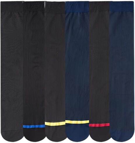 6 أزواج من الجوارب الرجالية الرفيعة المصنوعة من الحرير، ملابس رسمية للعمل، جوارب طويلة لساق الساق، جوارب من النايلون قابلة للتنفس in Kuwait