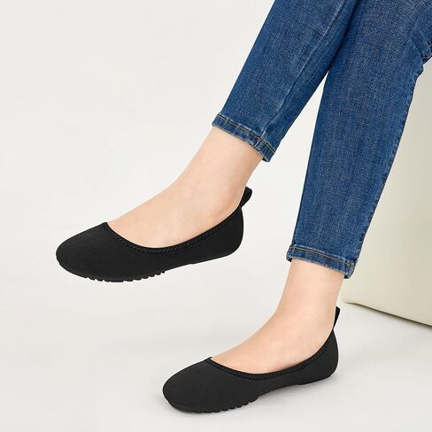 أحذية مسطحة للنساء: أحذية باليه دائرية من جلد الغزال قابلة للطي ومريحة كاجوال سهلة الارتداء لقيادة العمل in Kuwait