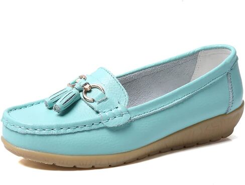 Casual Women's Loafers Flat Metal Buckle Comfortable Lightweight Penny Loafers for Womens Leather Slip-on Outdoor Driving Moccasion Boat Shoes in Kuwait