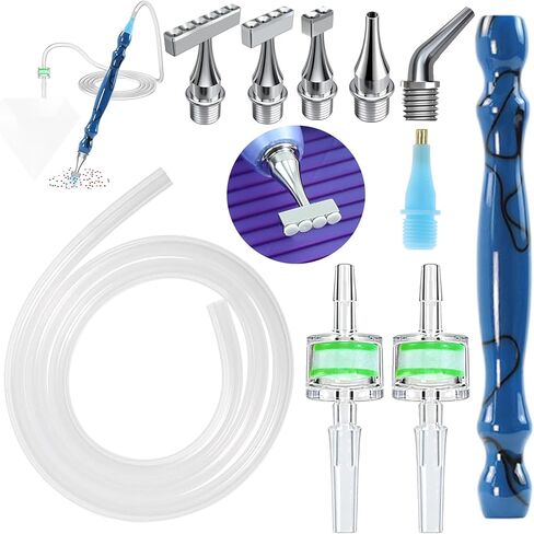 Replacement Kit for Vacuum Diamond Painting Pens, E-Painter Replacement Pen + 2 Filters + Steel Screw 1/2/4/6/Elbow Multiplacers + 1m Silicone Tube fits Most Electric Diamond Art Pen (Pink-4/6) in Saudi Arabia