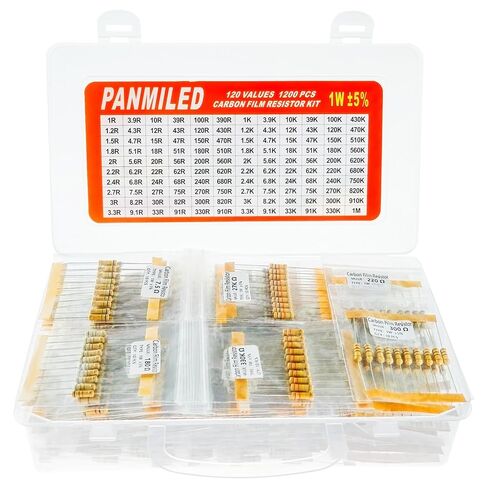 PANMILED 140 Values 1400 Pieces Resistors Assortment Kit 0 ohm-10M ohm, 1/4W 5% Carbon Film Resistor Combination Kit, 0.25 Watt Plug-in Resistor Element Packaging in Saudi Arabia