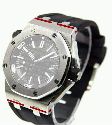 أنبوب لولبي للساعة القصيرة لـ Audemars Piguet AP RO Royal Oak 42 مم علبة ساعة ربط / حزام / حزام 15710 15703 (فضي) in Kuwait