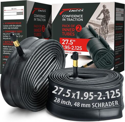 Fincci Pair 27.5 x 1.95-2.125 Inch Bike Inner Tubes 48mm Schrader Valve Inner Tube for Mountain MTB Road Hybrid Bicycle - Pack of 2 in Saudi Arabia