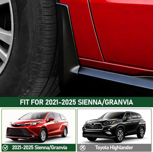 اللوحات الطينية لسيارة Toyota Sienna/Granvia 2021-2025، 4 قطع من واقيات الطين تناسب ملحقات Sienna 2021 2022 2023 2024 2025، لا تتطلب واقيات الطين مع ملحقات مجموعات الأجهزة in Kuwait