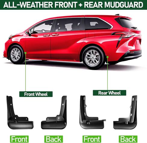 اللوحات الطينية لسيارة Toyota Sienna/Granvia 2021-2025، 4 قطع من واقيات الطين تناسب ملحقات Sienna 2021 2022 2023 2024 2025، لا تتطلب واقيات الطين مع ملحقات مجموعات الأجهزة in Kuwait