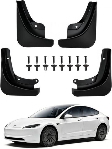 اللوحات الطينية الجديدة من طراز Tesla Model X لعام 2021-2026 [بدون حفر، حماية الطلاء] واقيات الرذاذ المناسبة لجميع الأحوال الجوية، نسخة أكثر سمكًا مطورة لملحقات الطراز X (مجموعة من 4) in Kuwait