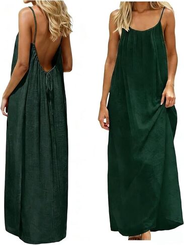 Backless Cami Dress Backless Dress House Dress for Women Sleeveless Long Cami Lounge Dress Backless for Indoor Summer Wear in Kuwait