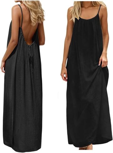 Backless Cami Dress Backless Dress House Dress for Women Sleeveless Long Cami Lounge Dress Backless for Indoor Summer Wear in Kuwait