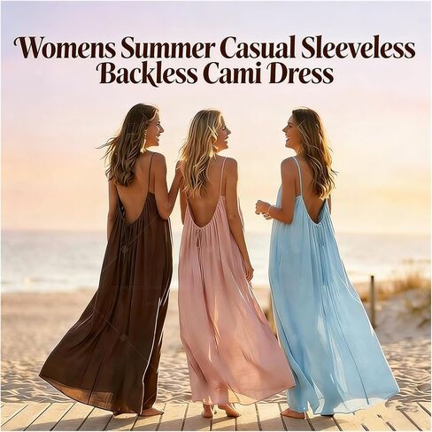 Backless Cami Dress Backless Dress House Dress for Women Sleeveless Long Cami Lounge Dress Backless for Indoor Summer Wear in Kuwait