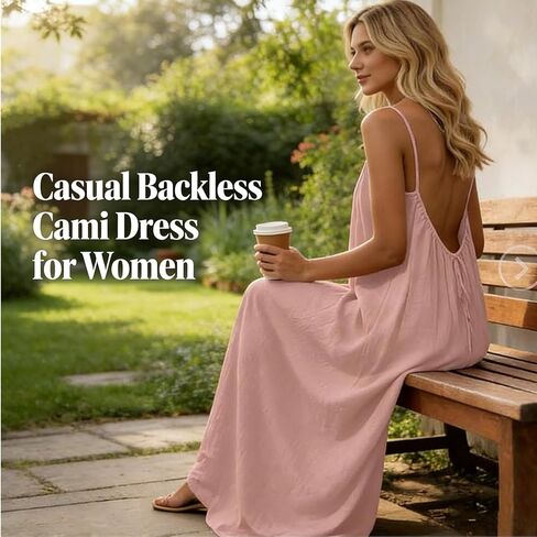 Backless Cami Dress Backless Dress House Dress for Women Sleeveless Long Cami Lounge Dress Backless for Indoor Summer Wear in Kuwait