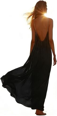 Backless Cami Dress Backless Dress House Dress for Women Sleeveless Long Cami Lounge Dress Backless for Indoor Summer Wear in Kuwait