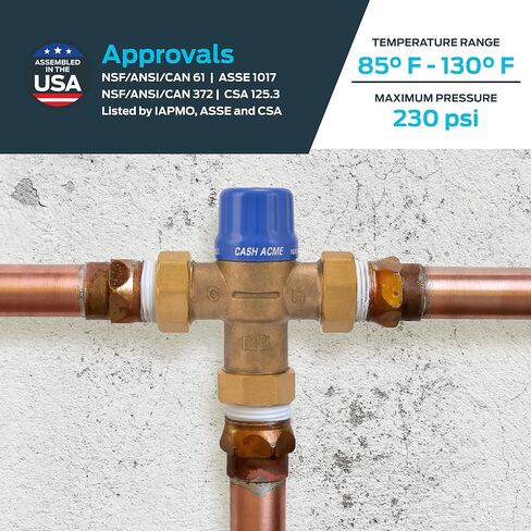 صمام خلط ثرموستاتي 3/4 بوصة HG110 من Cash Acme مع وصلات MNPT، تركيبات سباكة نحاسية، 24511، برونزي in Kuwait