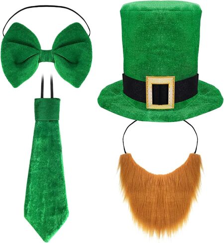 Rbenxia St. Patrick's Day Party Costume Accessories, Hat Bow Beard Bow Tie for St.Patrick's Decor Irish Green Parade Supplies in Saudi Arabia