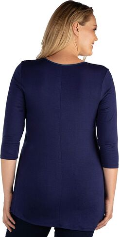 تونيك 24seven Comfort Apparel بأكمام ثلاثة أرباع ورقبة على شكل حرف V - اللون المتاح - Small-6X in Saudi Arabia