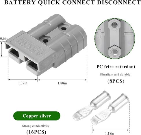 8 PCS 10-12 Gauge Battery Quick Connector, 50A Jumper Cable Quick Connect/Disconnect Plug, Battery Wire Harness Plug Kit for ATV Trailer Motor Recovery Winch Towing Systems in Saudi Arabia