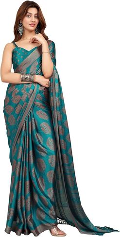Women's Satin Georgette Printed Saree With Unstitched Blouse Piece in Saudi Arabia