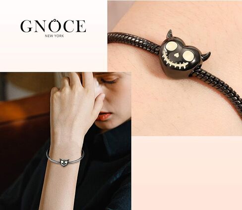 GNOCE مضيئة الشيطان القلب الجمجمة سحر الخرزة فضة سحر الخرزة صالح سوار/قلادة هالوين سحر للرجال النساء in Saudi Arabia