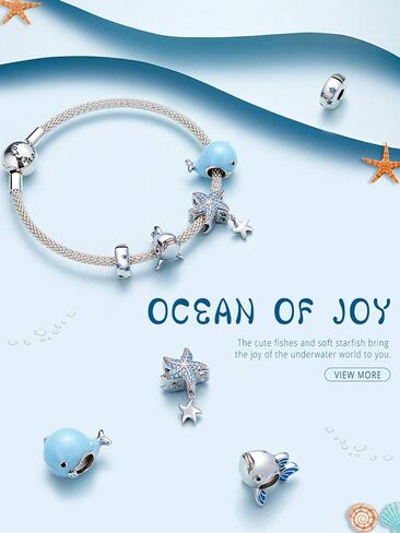 for Pandora Charm Bracelets for Women - 925 Sterling Silver Ocean Animal (Crab - Blue Whale) in Kuwait