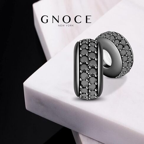 سدادة سوداء من الفضة الإسترلينية من GNOCE تظهر My Style سدادة مطاطية ساحرة خرزة فاصلة تناسب جميع السوار هدية فاصل مجوهرات للنساء in Saudi Arabia