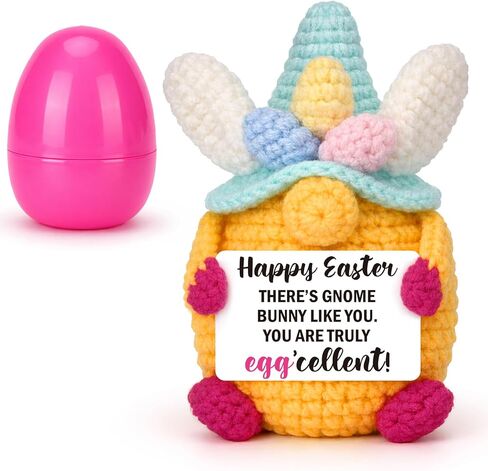 Easter Gifts for Kids Adults, Handmade Crochet Easter Gnome Bunny Decor, Sentimental Spring Presents for Home Office, Funny Eggcellent Easter Basket Stuffers for Teens in Kuwait