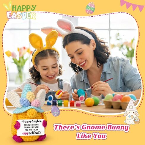 Easter Gifts for Kids Adults, Handmade Crochet Easter Gnome Bunny Decor, Sentimental Spring Presents for Home Office, Funny Eggcellent Easter Basket Stuffers for Teens in Kuwait