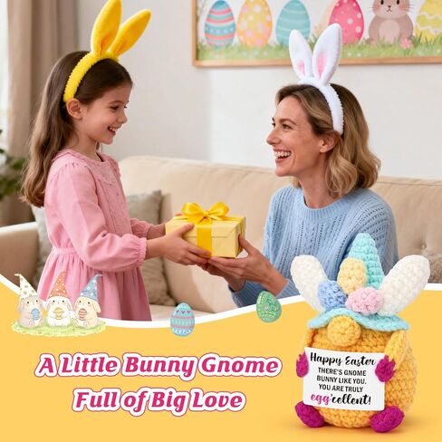 Easter Gifts for Kids Adults, Handmade Crochet Easter Gnome Bunny Decor, Sentimental Spring Presents for Home Office, Funny Eggcellent Easter Basket Stuffers for Teens in Kuwait