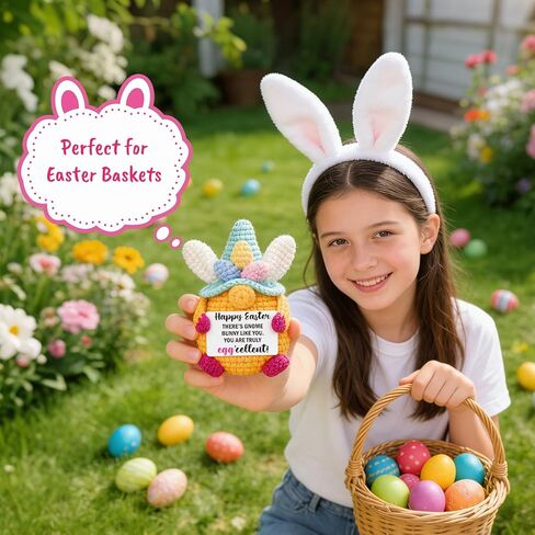 Easter Gifts for Kids Adults, Handmade Crochet Easter Gnome Bunny Decor, Sentimental Spring Presents for Home Office, Funny Eggcellent Easter Basket Stuffers for Teens in Kuwait