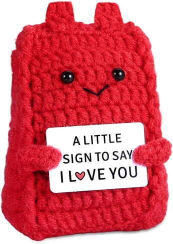 I Love You Sign Crochet Animal - Handmade Crochet Doll a Little Sign to Say I Love You Gifts for Him Her, Romantic Gifts for Boyfriend Girlfriend, Cute Desk Decor for Women Men Birthday Anniversary in Saudi Arabia