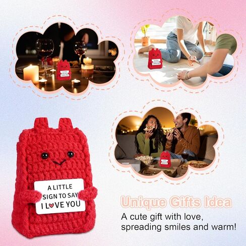 I Love You Sign Crochet Animal - Handmade Crochet Doll a Little Sign to Say I Love You Gifts for Him Her, Romantic Gifts for Boyfriend Girlfriend, Cute Desk Decor for Women Men Birthday Anniversary in Saudi Arabia
