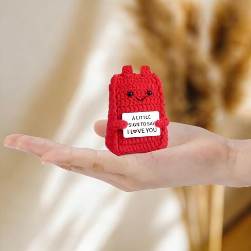 I Love You Sign Crochet Animal - Handmade Crochet Doll a Little Sign to Say I Love You Gifts for Him Her, Romantic Gifts for Boyfriend Girlfriend, Cute Desk Decor for Women Men Birthday Anniversary in Saudi Arabia