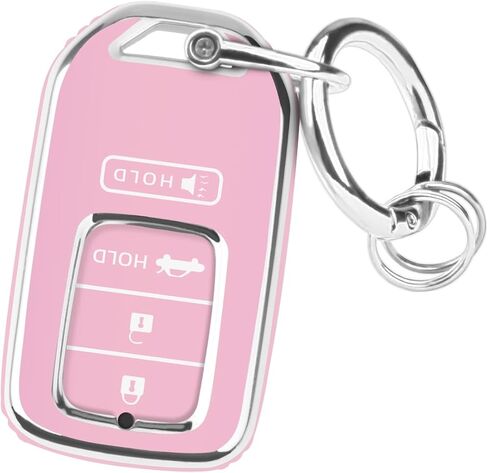 غطاء FUNTOR Key Fob لسيارة Honda Accord Civic CRV Pilot Ridgeline 2015-2022، واقي مفتاح TPU ممتاز مع سلسلة مفاتيح معدنية ومفك براغي، حافظة تحكم عن بعد بأربعة أزرار (وردي) in Kuwait