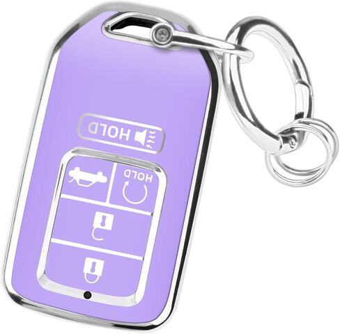 غطاء FUNTOR Key Fob لسيارة Honda Accord Civic CRV Pilot Ridgeline 2015-2022، واقي مفتاح TPU ممتاز مع سلسلة مفاتيح معدنية ومفك براغي، حافظة تحكم عن بعد بأربعة أزرار (وردي) in Kuwait