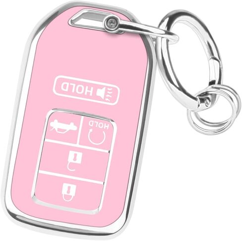 غطاء FUNTOR Key Fob لسيارة Honda Accord Civic CRV Pilot Ridgeline 2015-2022، واقي مفتاح TPU ممتاز مع سلسلة مفاتيح معدنية ومفك براغي، حافظة تحكم عن بعد بأربعة أزرار (وردي) in Kuwait