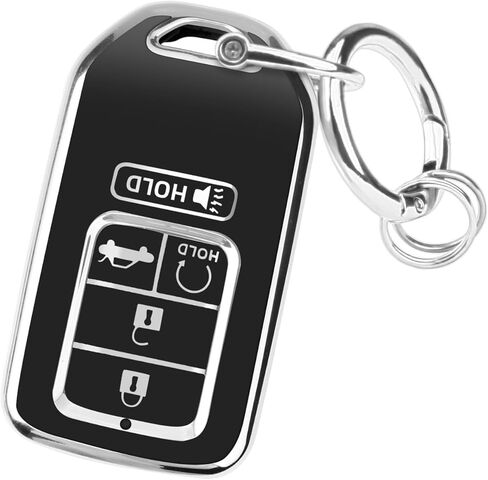 غطاء FUNTOR Key Fob لسيارة Honda Accord Civic CRV Pilot Ridgeline 2015-2022، واقي مفتاح TPU ممتاز مع سلسلة مفاتيح معدنية ومفك براغي، حافظة تحكم عن بعد بأربعة أزرار (وردي) in Kuwait