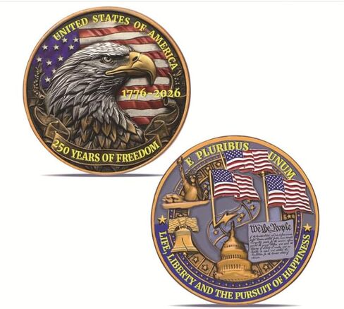 USA 250th Anniversary Commemorative Challenge Coin 1776–2026, America 250 Patriotic Collectible Coin, Independence Day & History Souvenir, Non-Circulating Keepsake in Saudi Arabia