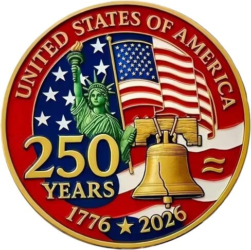 USA 250th Anniversary Commemorative Challenge Coin 1776–2026, America 250 Patriotic Collectible Coin, Independence Day & History Souvenir, Non-Circulating Keepsake in Saudi Arabia